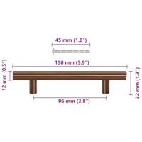 Handvatten 10 st 96 mm roestvrij staal bronskleurig - thumbnail