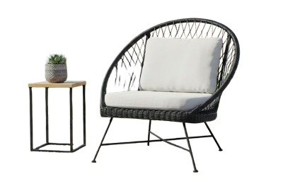 Batea lounge chair 96x95,5x96,5 black alu/black wicker Eurofar - Eurofar