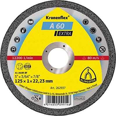Klingspor A 60 Extra 262937 Doorslijpschijf recht 125 mm 25 stuk(s) RVS, Staal Klingspor A 60 Extra 262937 Doorslijpschijf recht 125 mm 25 stuk(s) RVS, Staal