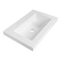 Brauer Spring Wastafel Ondiep - 60 cm - met 1 Spoelbak en 0 Kraangaten - Mineraalmarmer Zijdeglans Wit - thumbnail