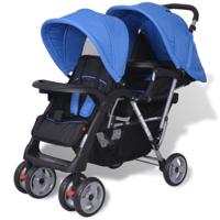 Kinderwagen dubbel staal blauw en zwart - thumbnail