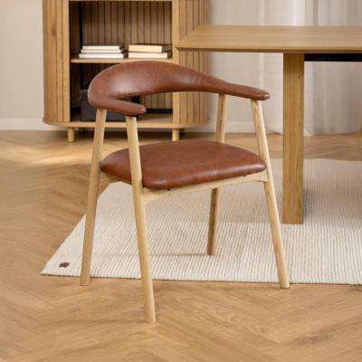 Bendt Eetkamerstoel 'Gerado' Eikenhout en PU leer, kleur Bruin Bendt Eetkamerstoel 'Gerado' Eikenhout en PU leer, kleur Bruin