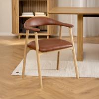 Bendt Eetkamerstoel 'Gerado' Eikenhout en PU leer, kleur Bruin - thumbnail