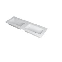 INK Kraft Wastafel Dubbele Bak met 2 Kraangaten - 1400x450x10 mm - Mat Wit - thumbnail