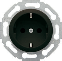 Berker serie 1930/glasserie/palazzo wandcontactdoos met randaarde zwart - thumbnail