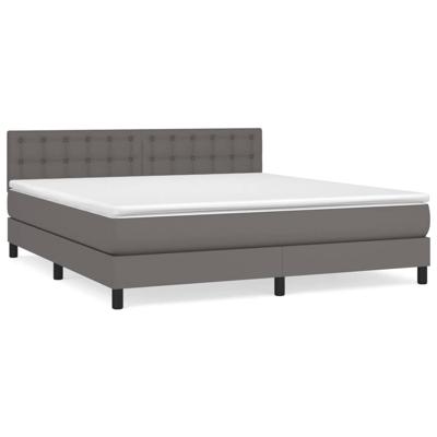 Boxspring met matras kunstleer grijs 180x200 cm