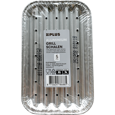 Plus grillschaal alu 115x185x11mm | 5 stuks