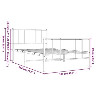 Bedframe met hoofd- en voeteneinde metaal zwart 100x190 cm