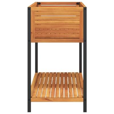 Plantenbak met schap 110x45x80 cm massief acaciahout en staal