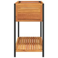 Plantenbak met schap 110x45x80 cm massief acaciahout en staal - thumbnail