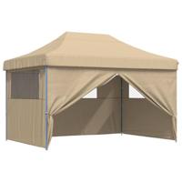 Partytent inklapbaar pop-up met 4 zijwanden beige - thumbnail