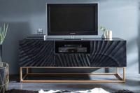 Massief tv-lowboard SCORPION 160cm zwart mangohout met gedetailleerde 3D-snijwerken - 40253 - thumbnail