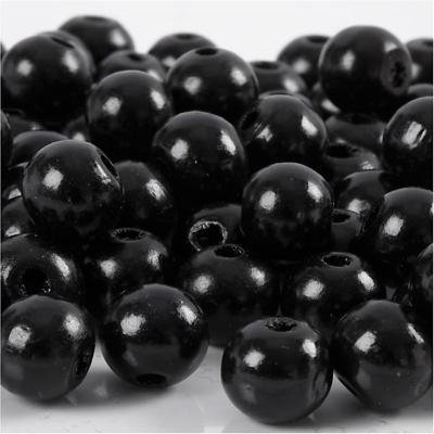 Creativ Company Houten kralen, d 12 mm, gatgrootte 3 mm, ca. 40 stuk, zwart, 22 gr/ 1 doos