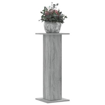 Plantenstandaards 2 st 30x30x80 cm bewerkt hout grijs sonoma