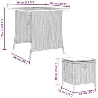 5-delige Tuinset met kussens poly rattan beige - thumbnail