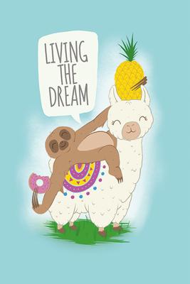 Poster Living the Dream Llama and Sloth 61x91,5cm