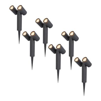 Set van 6 Pinero Dubbel LED prikspots - GU10 8 watt 345 lumen - Dimbaar - Kantelbaar - 2700K warm wit - IP65 Waterdicht - Zwart Set van 6 Pinero Dubbel LED prikspots - GU10 8 watt 345 lumen - Dimbaar - Kantelbaar - 2700K warm wit - IP65 Waterdicht - Zwart