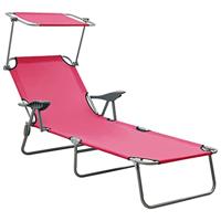 Ligbed met luifel staal roze - thumbnail