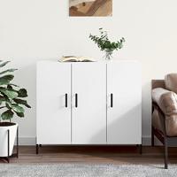 Dressoir 90x34x80 cm bewerkt hout wit - thumbnail