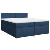 Boxspring met matras stof blauw 200x200 cm - thumbnail
