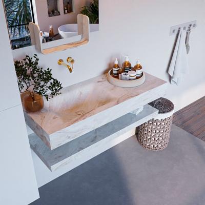 MONDIAZ ALAN-DLUX 110cm planchet Frappe. Vrijhangende wastafel CLOUD links zonder kraangat, kleur Frappe. MONDIAZ ALAN-DLUX 110cm planchet Frappe. Vrijhangende wastafel CLOUD links zonder kraangat, kleur Frappe.