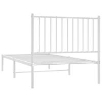 Bedframe met hoofdbord metaal wit 90x190 cm - thumbnail