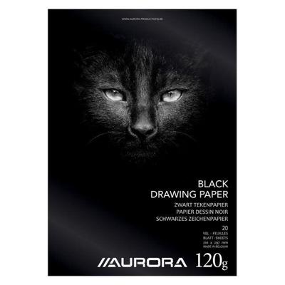 Tekenblok aurora a4 20 vel 120gr zwart tekenpapier