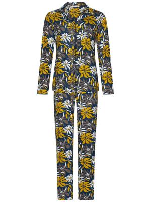 Duurzame doorknooppyjama okergele bloemen