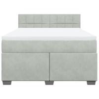 Boxspring met matras fluweel lichtgrijs 140x200 cm - thumbnail