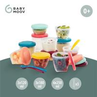 Set van 12 hermetisch afgesloten bakjes + 3 soepele lepels BABYMOOV Babydols Multi Set meerdere kleuren - thumbnail