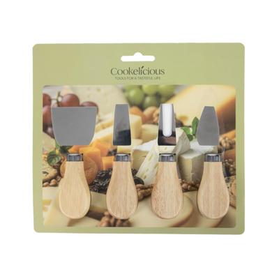 Kaasmesjes hout/RVS 4-delig