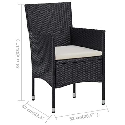 3-delige Tuinset poly rattan en gehard glas zwart - thumbnail