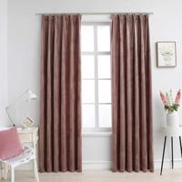 VidaXL Gordijnen verduisterend 2 st met haken 140x175 cm fluweel roze - thumbnail