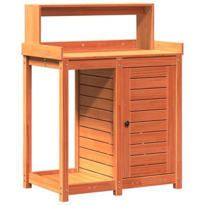 Oppottafel met schappen 82,5x50x109,5 cm grenenhout bruin Oppottafel met schappen 82,5x50x109,5 cm grenenhout bruin
