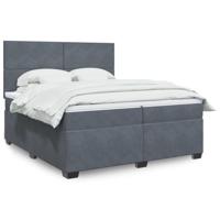 Boxspring met matras fluweel donkergrijs 200x200 cm - thumbnail
