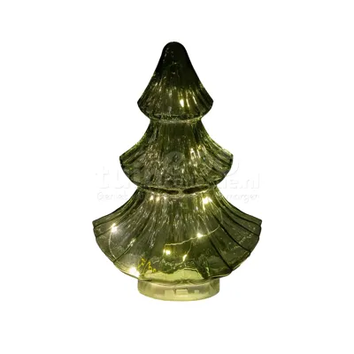 LED everlands kunstkerstboompje glas groen H24cm