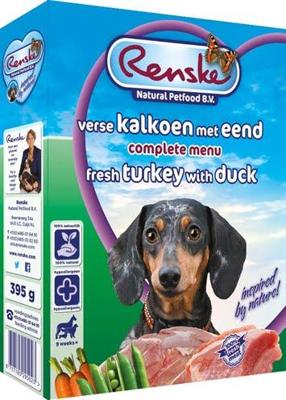 Renske vers gestoomd kalkoen met eend natvoer hond (tetra) 2 trays (20 x 395 g)