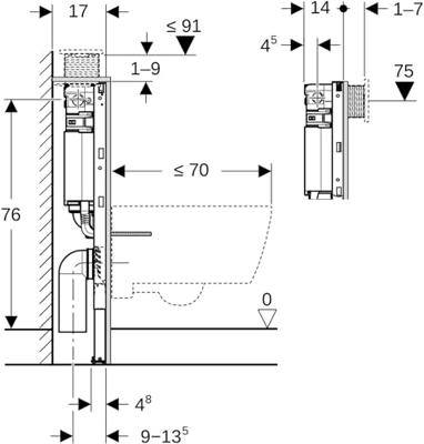 Geberit Duofix wc-element (2025) 82cm hoog met Omega inbouwreservoir 12cm - thumbnail