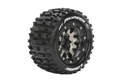 Louise MT-Pioneer - MFT 1/10 banden op 2.8" bead-lock velgen black/chrome - 0 Offset - Hex 12mm Louise MT-Pioneer - MFT 1/10 banden op 2.8" bead-lock velgen black/chrome - 0 Offset - Hex 12mm