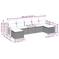 7-delige Loungeset met kussens poly rattan zwart - thumbnail