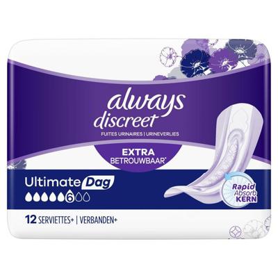Always Discreet verband dames plus ultimate day (12 st)
