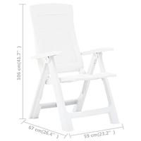 Tuinstoelen 2 st verstelbaar kunststof wit - thumbnail