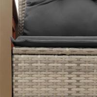Tuinbank 2-zits met kussens poly rattan grijs - thumbnail