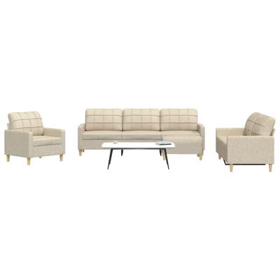 4-delige Loungeset met voetenbank stof crèmekleurig