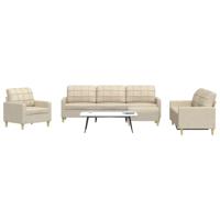 4-delige Loungeset met voetenbank stof crèmekleurig - thumbnail