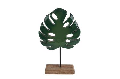 Sculptuur Monstera groen/naturel mango