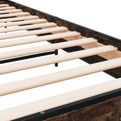 Bedframe bewerkt hout metaal gerookt eikenkleurig 120x200 cm