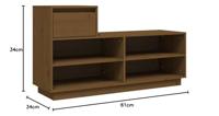 VidaXL Schoenenkast 110x34x61 cm massief grenenhout honingbruin - thumbnail