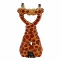 Kussende Houten Giraffes S - thumbnail