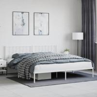 Bedframe met hoofdbord metaal wit 193x203 cm - thumbnail